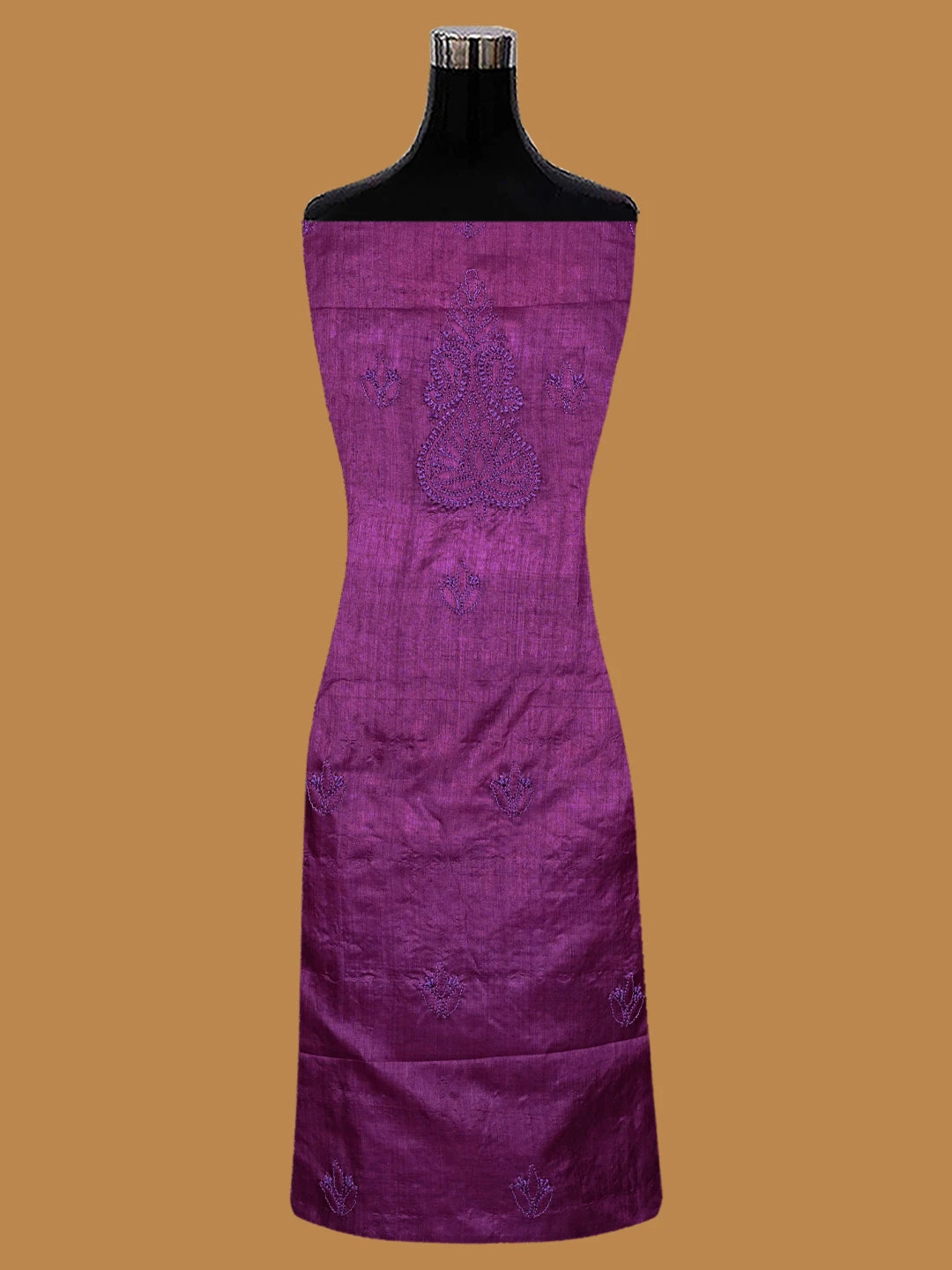 Ada Hand Embroidered Purple Silk Lucknowi Chikankari Unstitched Suit Piece 01A702857