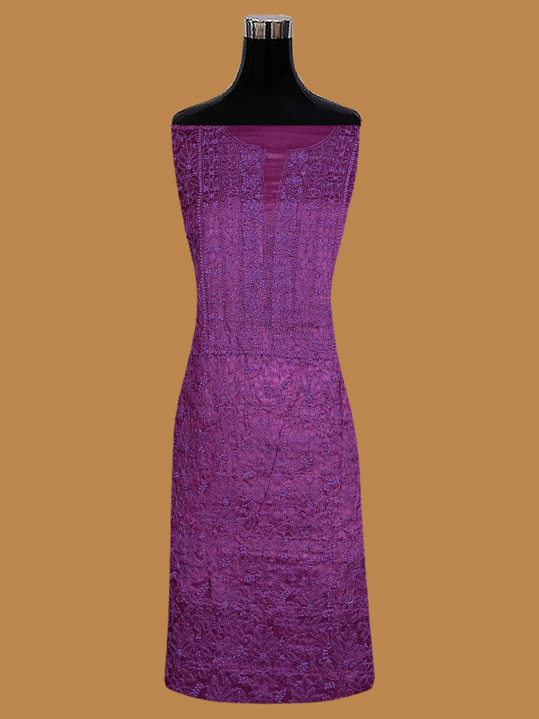 Ada Hand Embroidered Purple Silk Lucknowi Chikankari Unstitched Suit Piece 01A702857