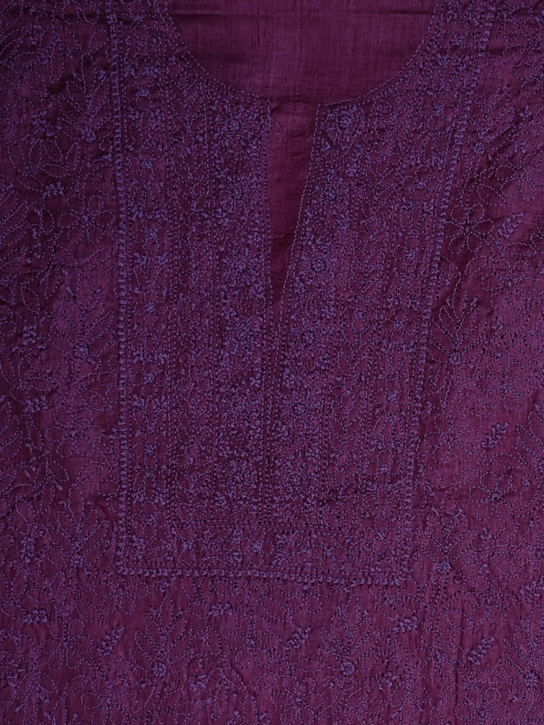 Ada Hand Embroidered Purple Silk Lucknowi Chikankari Unstitched Suit Piece 01A702857