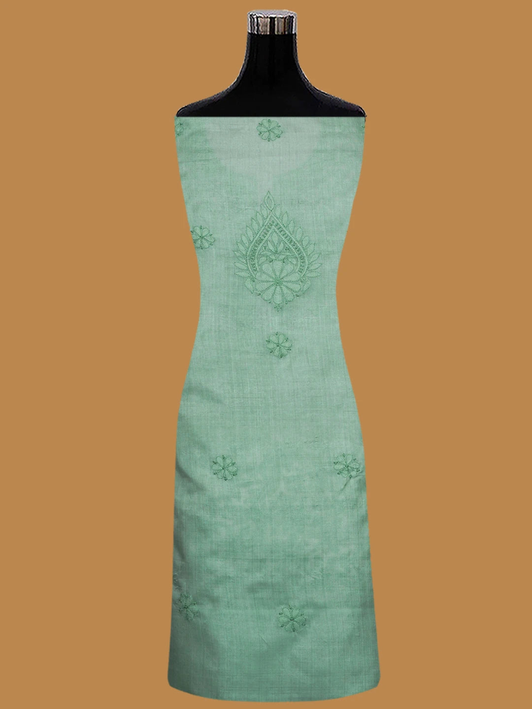 Ada Hand Embroidered Light Aquamarine Green Silk Lucknowi Chikankari Unstitched Suit Piece 01A702981