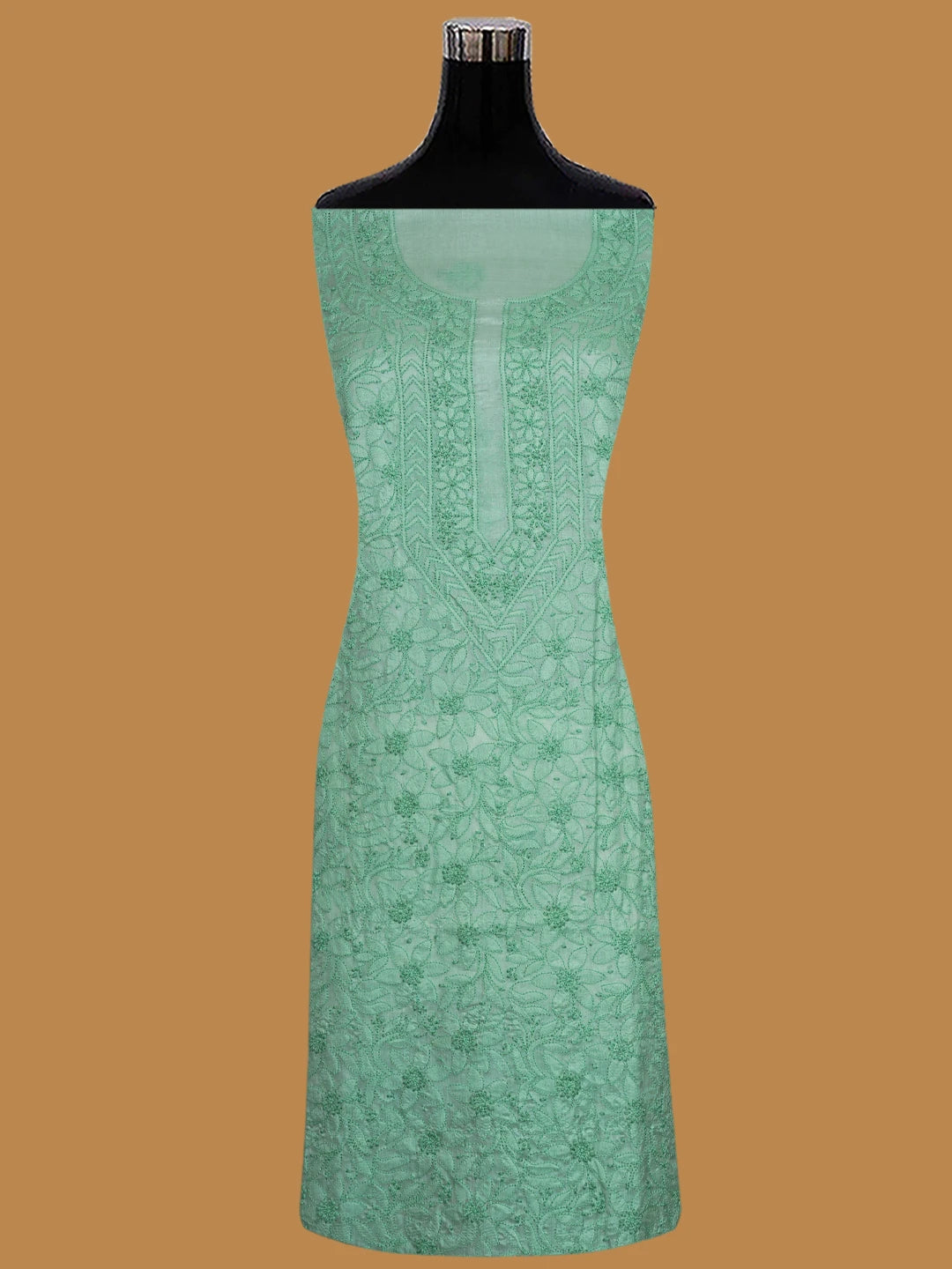 Ada Hand Embroidered Light Aquamarine Green Silk Lucknowi Chikankari Unstitched Suit Piece 01A702981