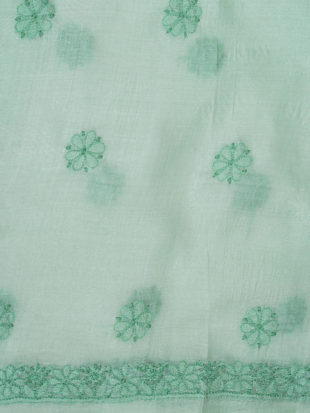 Ada Hand Embroidered Light Aquamarine Green Silk Lucknowi Chikankari Unstitched Suit Piece 01A702981