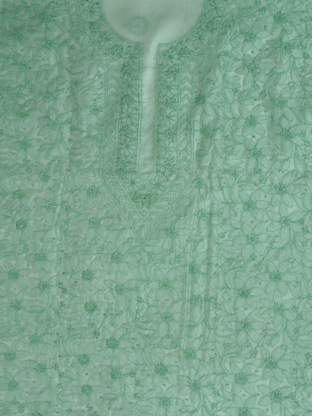 Ada Hand Embroidered Light Aquamarine Green Silk Lucknowi Chikankari Unstitched Suit Piece 01A702981