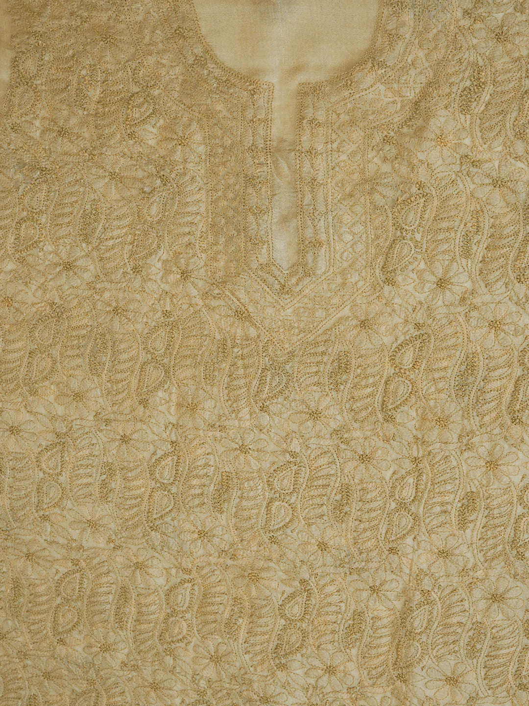 Ada Hand Embroidered Fawn Silk Lucknowi Chikankari Unstitched Suit Piece 01A702984