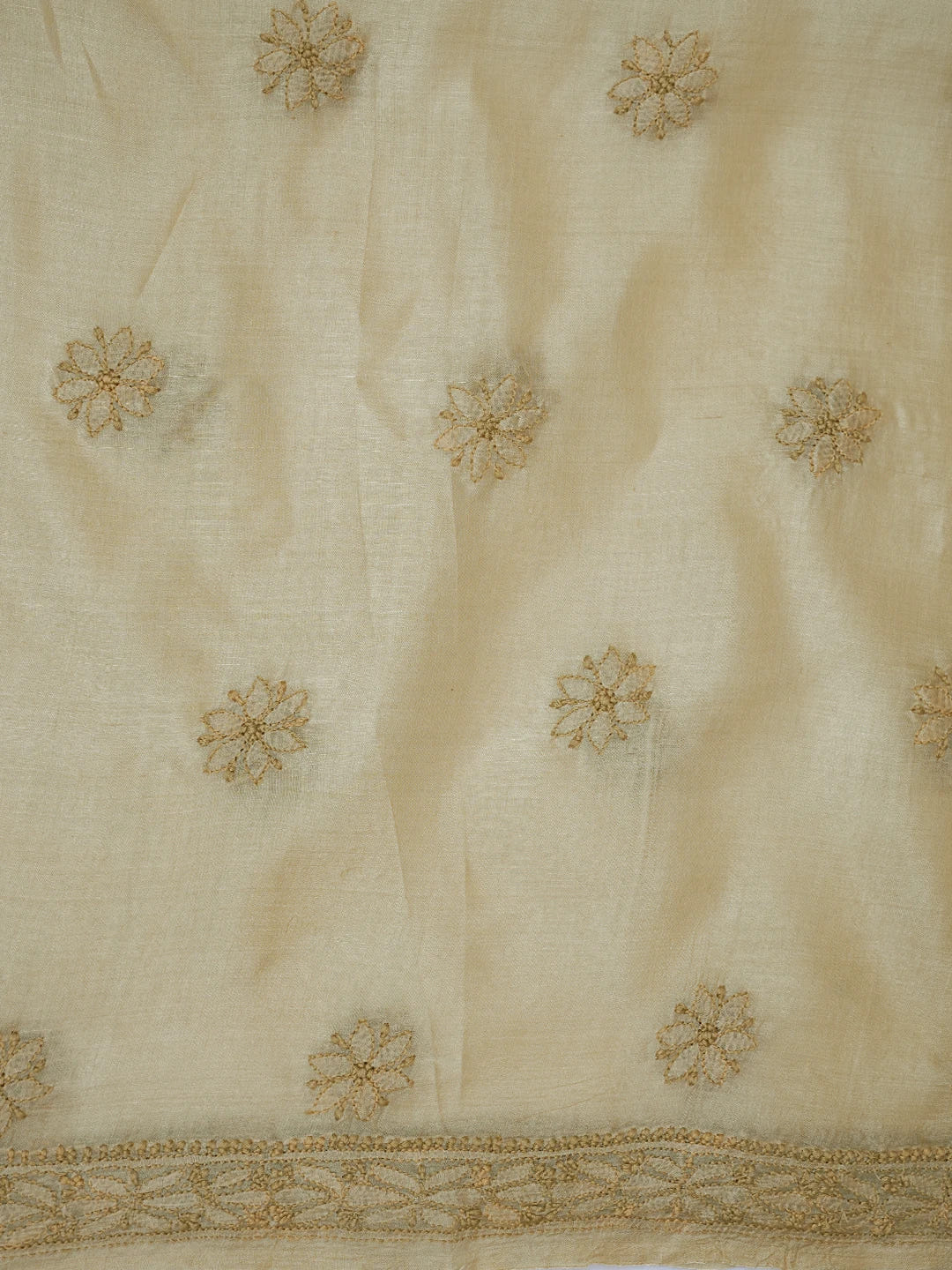 Ada Hand Embroidered Fawn Silk Lucknowi Chikankari Unstitched Suit Piece 01A702984