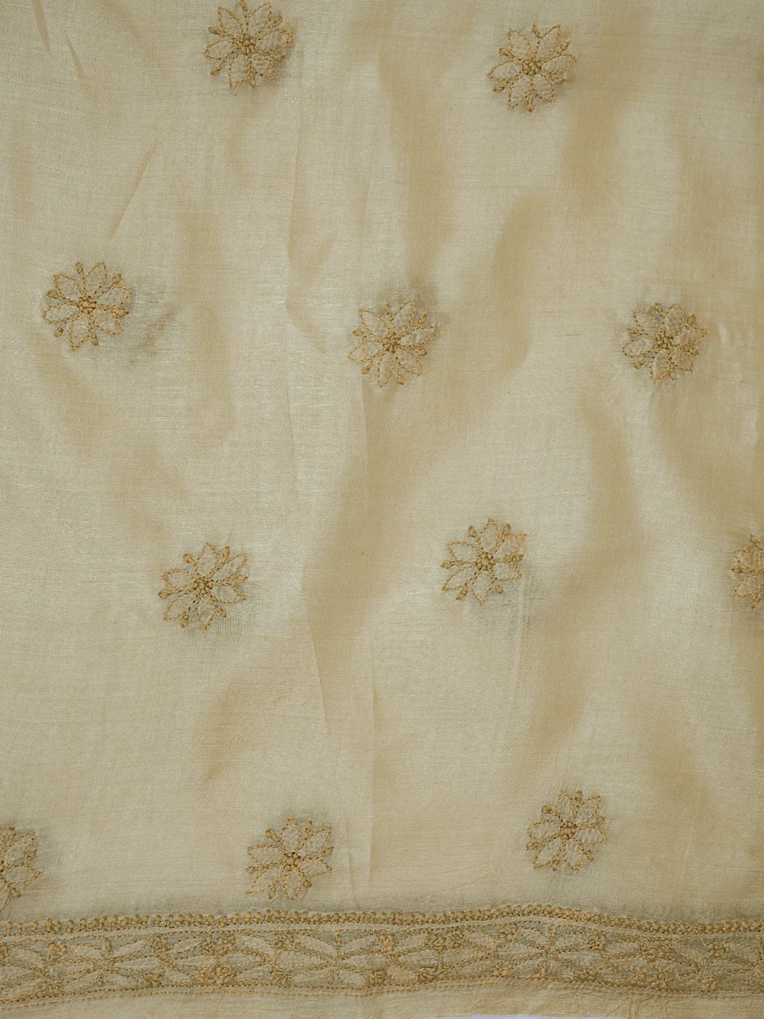 Ada Hand Embroidered Fawn Silk Lucknowi Chikankari Unstitched Suit Piece 01A702984