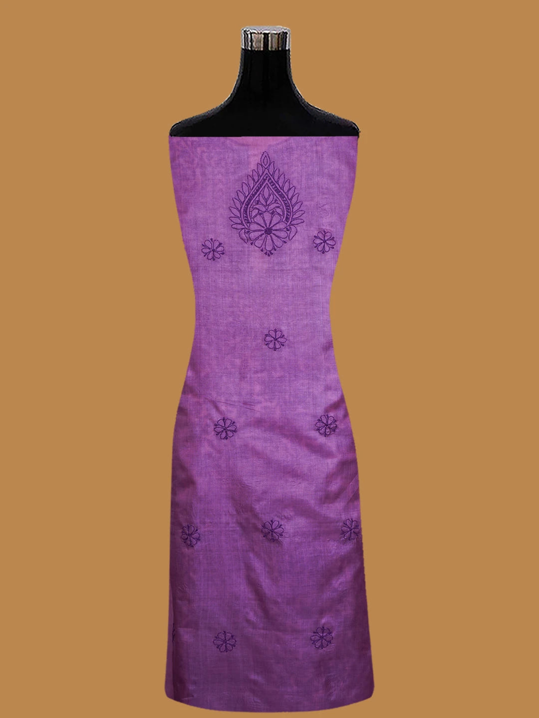 Ada Hand Embroidered Pale Lavender Silk Lucknowi Chikankari Unstitched Suit Piece 01A702976