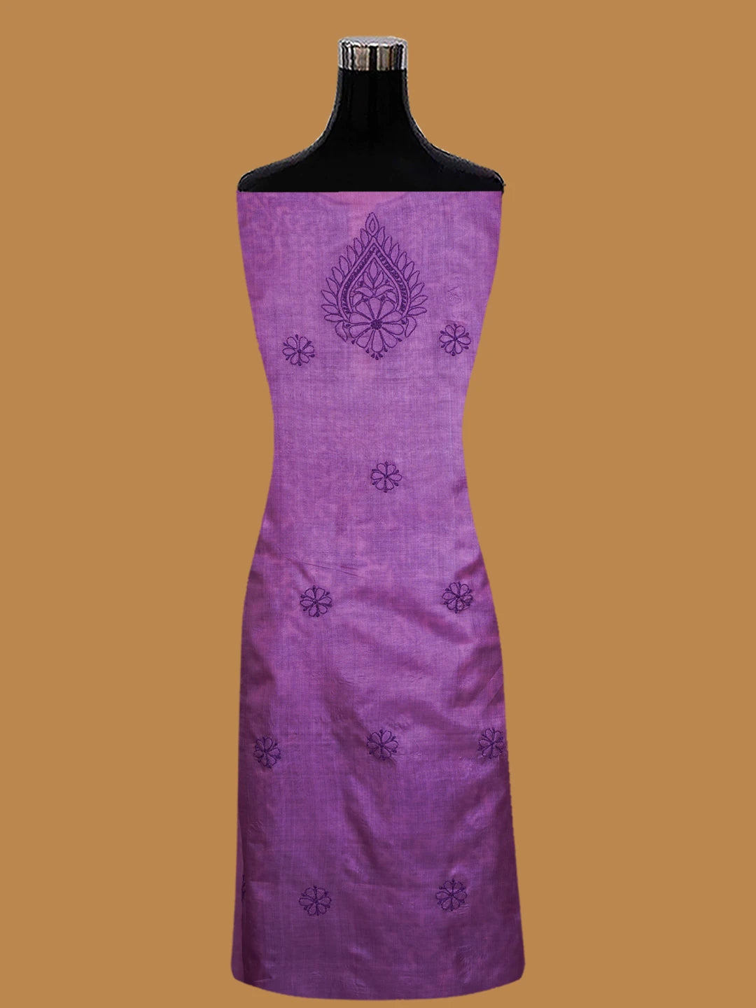 Ada Hand Embroidered Pale Lavender Silk Lucknowi Chikankari Unstitched Suit Piece 01A702976