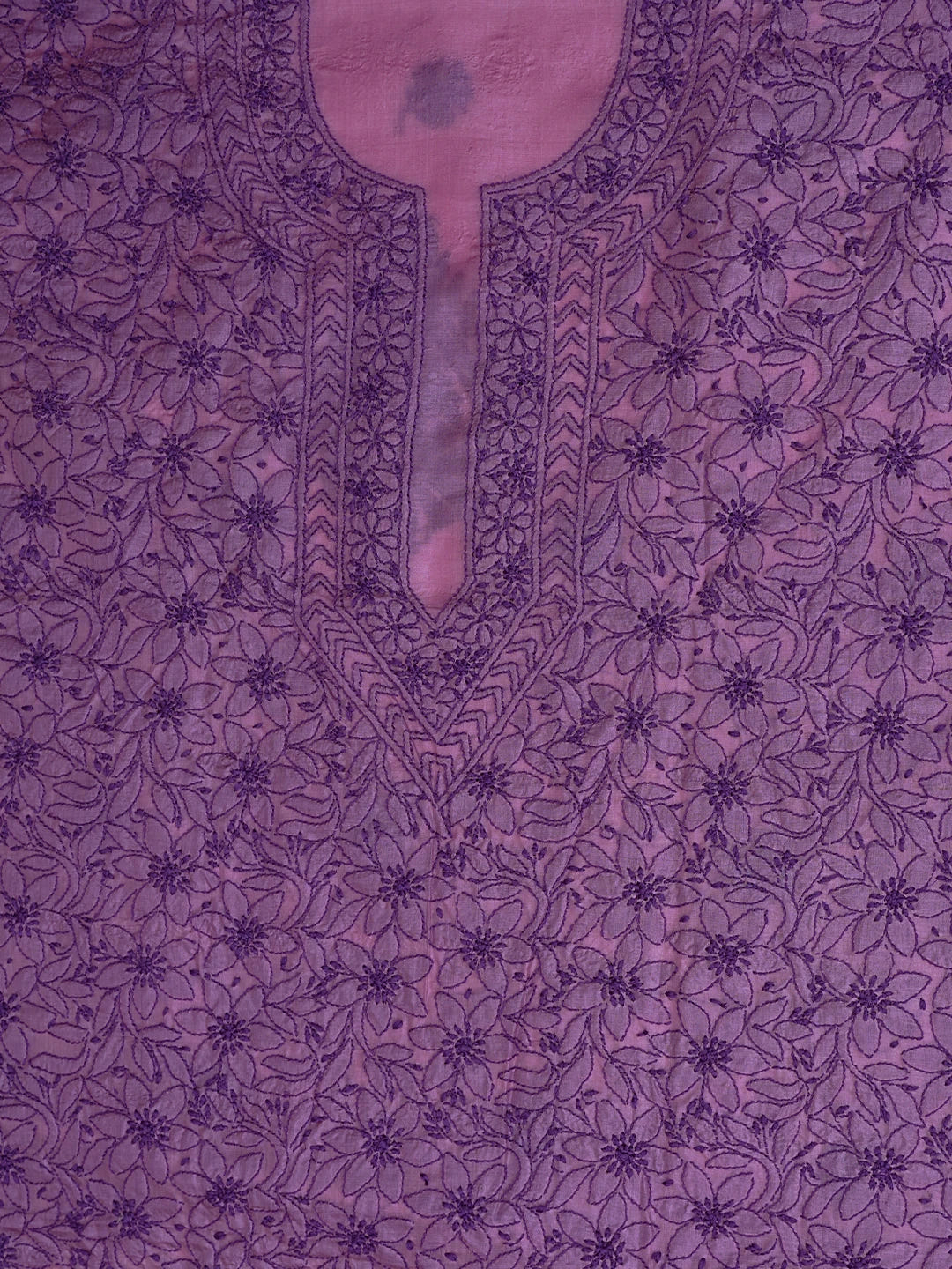 Ada Hand Embroidered Pale Lavender Silk Lucknowi Chikankari Unstitched Suit Piece 01A702976