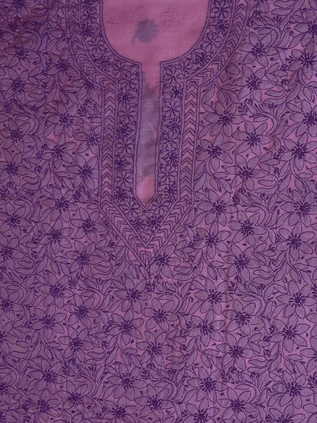 Ada Hand Embroidered Pale Lavender Silk Lucknowi Chikankari Unstitched Suit Piece 01A702976