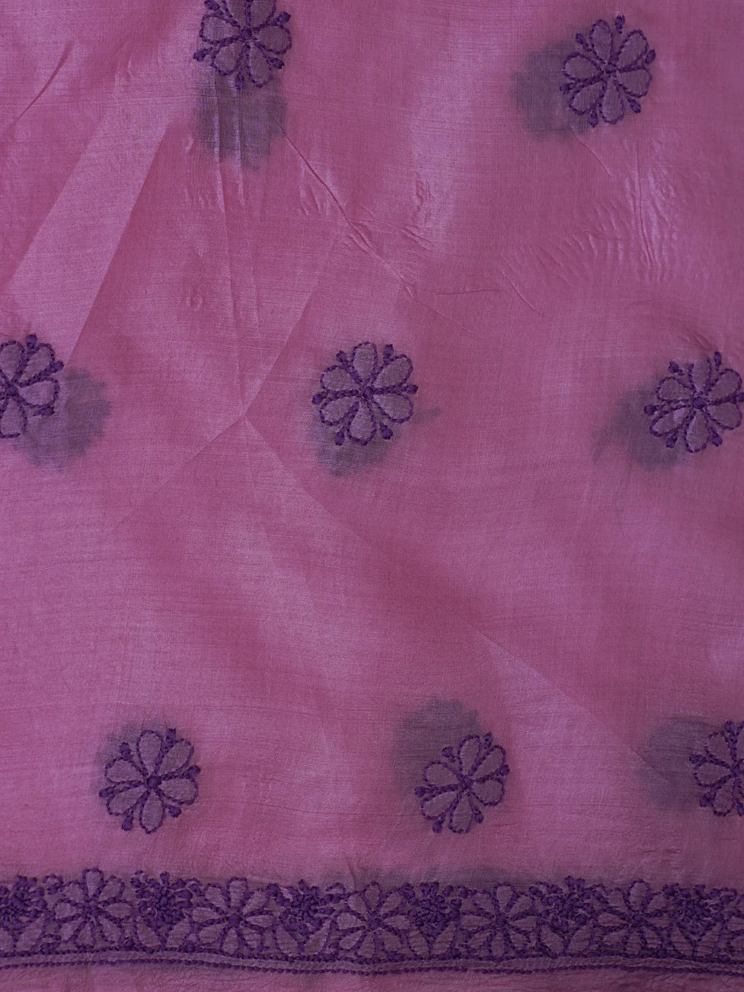 Ada Hand Embroidered Pale Lavender Silk Lucknowi Chikankari Unstitched Suit Piece 01A702976