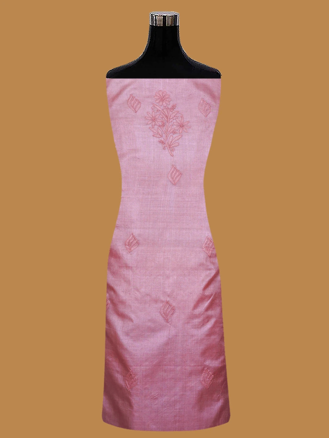 Ada Hand Embroidered Onion Pink Silk Lucknowi Chikankari Unstitched Suit Piece 01A702986