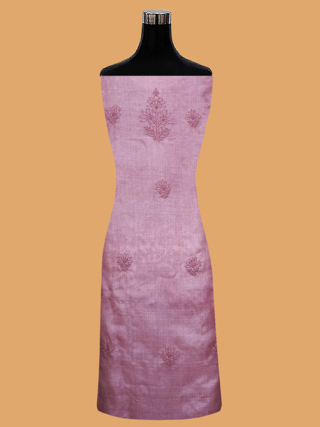 Ada Hand Embroidered Onion Pink Silk Lucknowi Chikankari Unstitched Suit Piece 01A702993