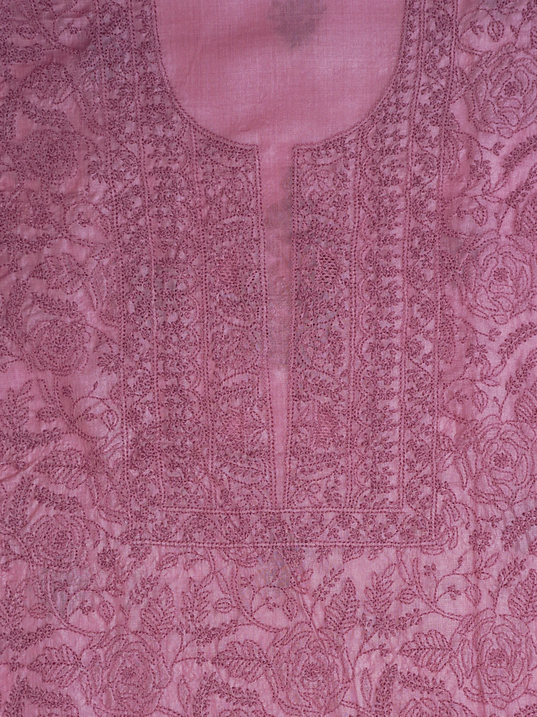 Ada Hand Embroidered Onion Pink Silk Lucknowi Chikankari Unstitched Suit Piece 01A702993