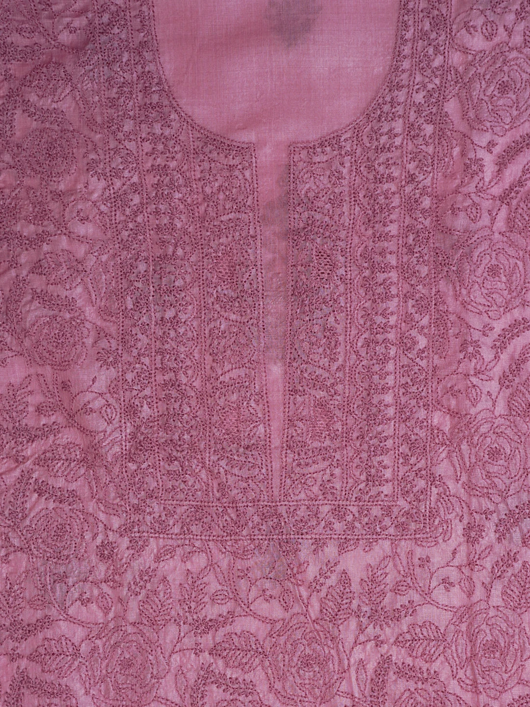 Ada Hand Embroidered Onion Pink Silk Lucknowi Chikankari Unstitched Suit Piece 01A702993