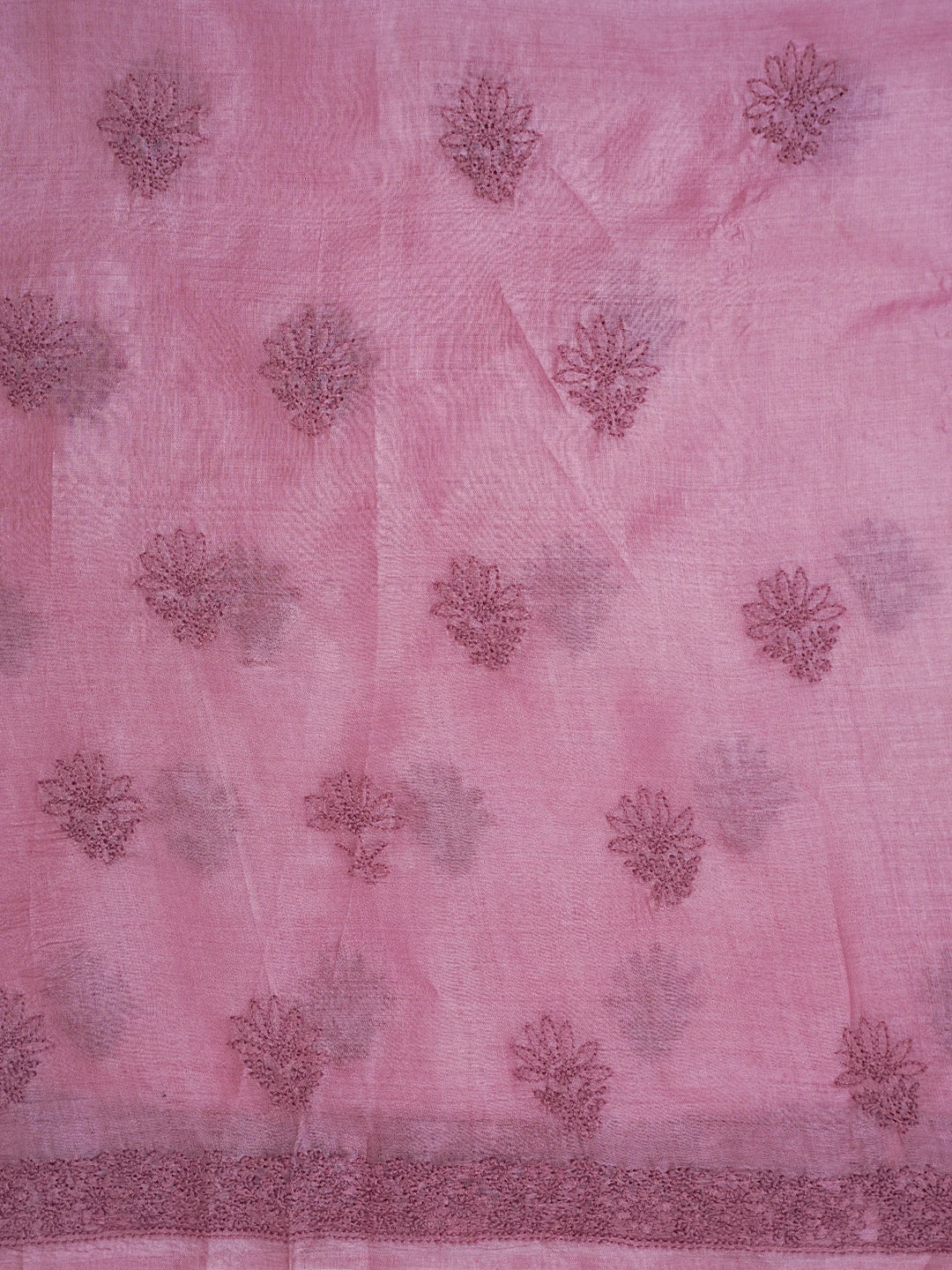 Ada Hand Embroidered Onion Pink Silk Lucknowi Chikankari Unstitched Suit Piece 01A702993