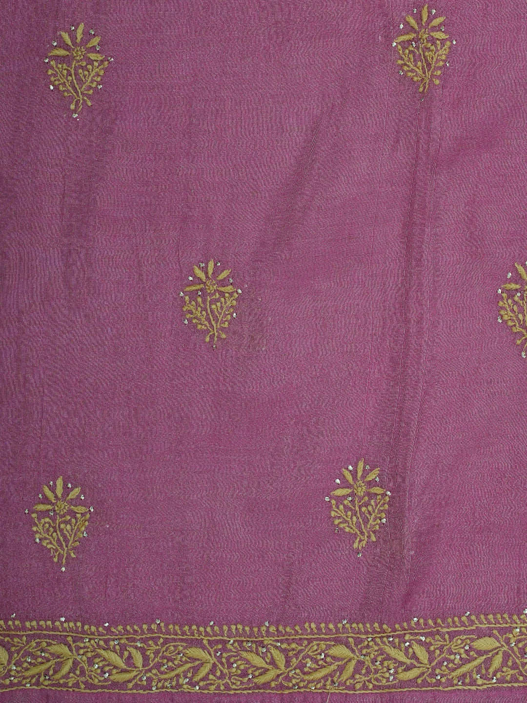 Ada Hand Embroidered Onion Pink Tissue Lucknowi Chikankari Semi-Stitched Kurta Dupatta Set With Mukaish Work 01A702586