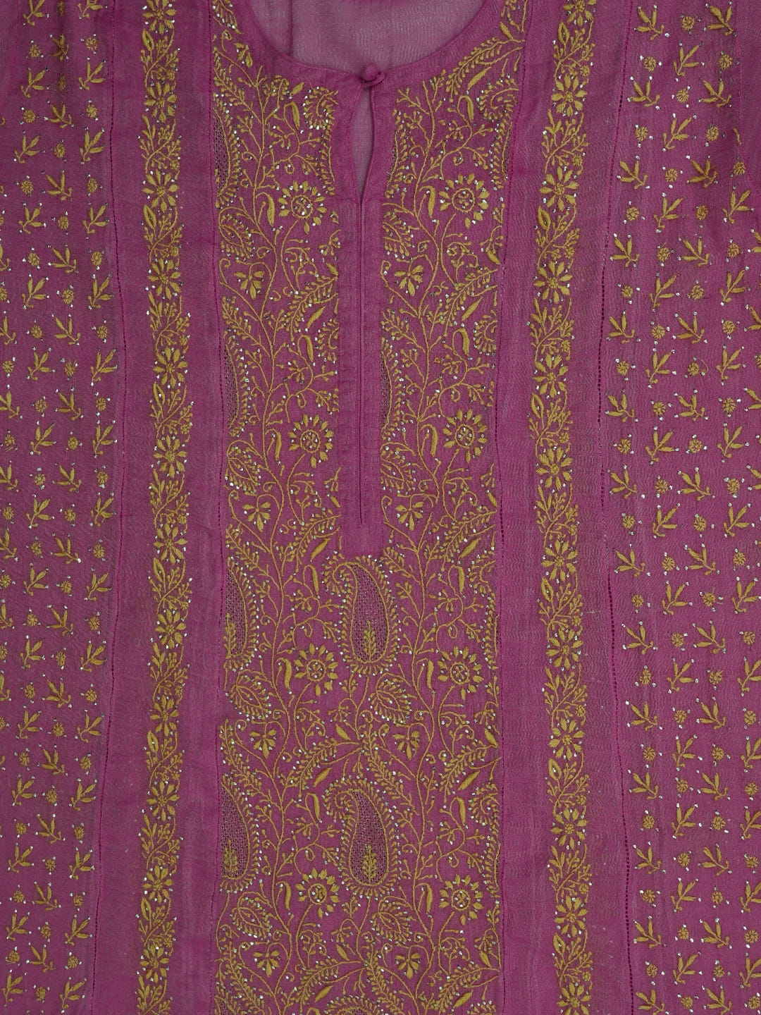 Ada Hand Embroidered Onion Pink Tissue Lucknowi Chikankari Semi-Stitched Kurta Dupatta Set With Mukaish Work 01A702586