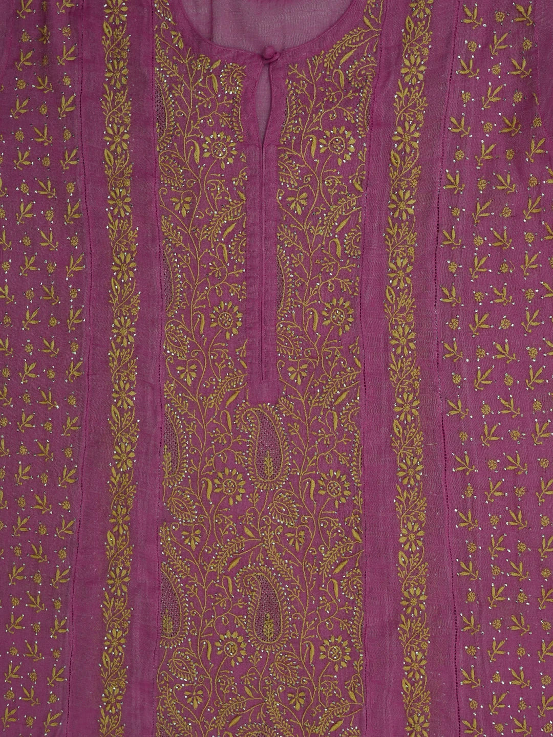 Ada Hand Embroidered Onion Pink Tissue Lucknowi Chikankari Semi-Stitched Kurta Dupatta Set With Mukaish Work 01A702586