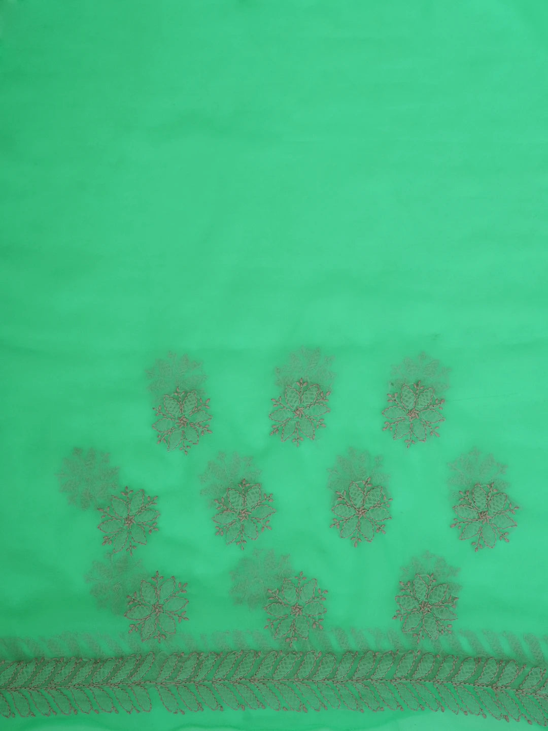 Ada Hand Embroidered Sea Green Georgette Lucknowi Chikankari Saree With Blouse 01A703197