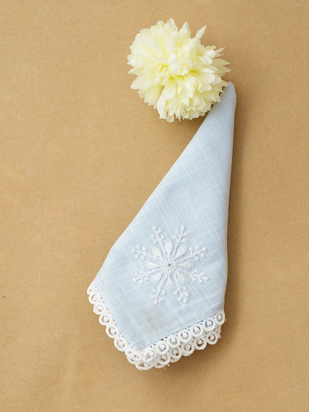 Ada Hand Embroidered Blue Cotton Lucknowi Chikankari Napkin 01A696297