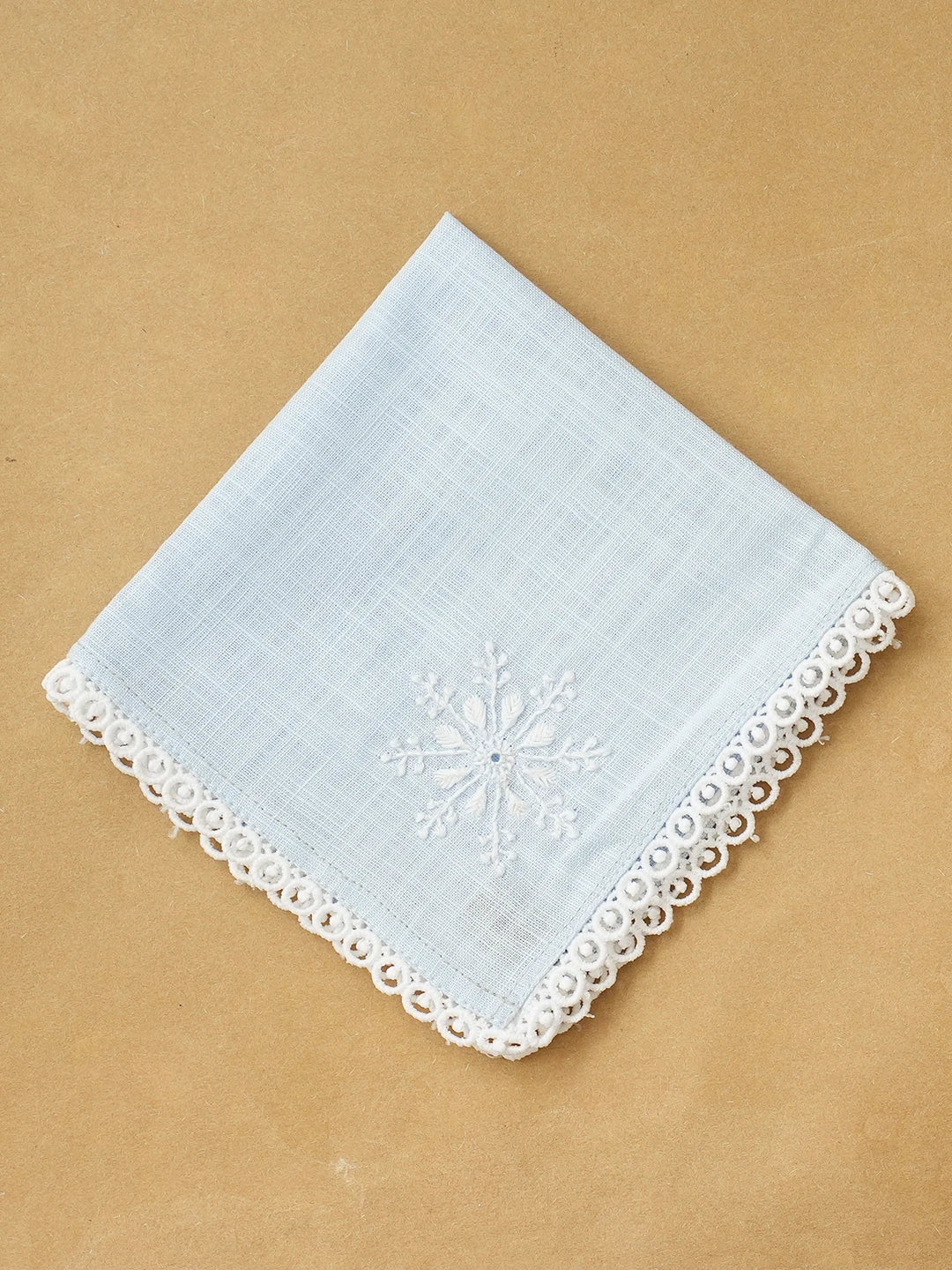 Ada Hand Embroidered Blue Cotton Lucknowi Chikankari Napkin 01A696297