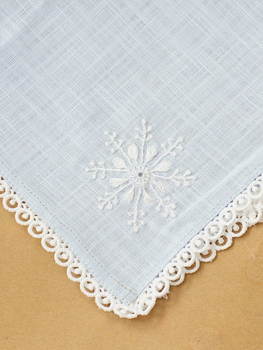 Ada Hand Embroidered Blue Cotton Lucknowi Chikankari Napkin 01A696297