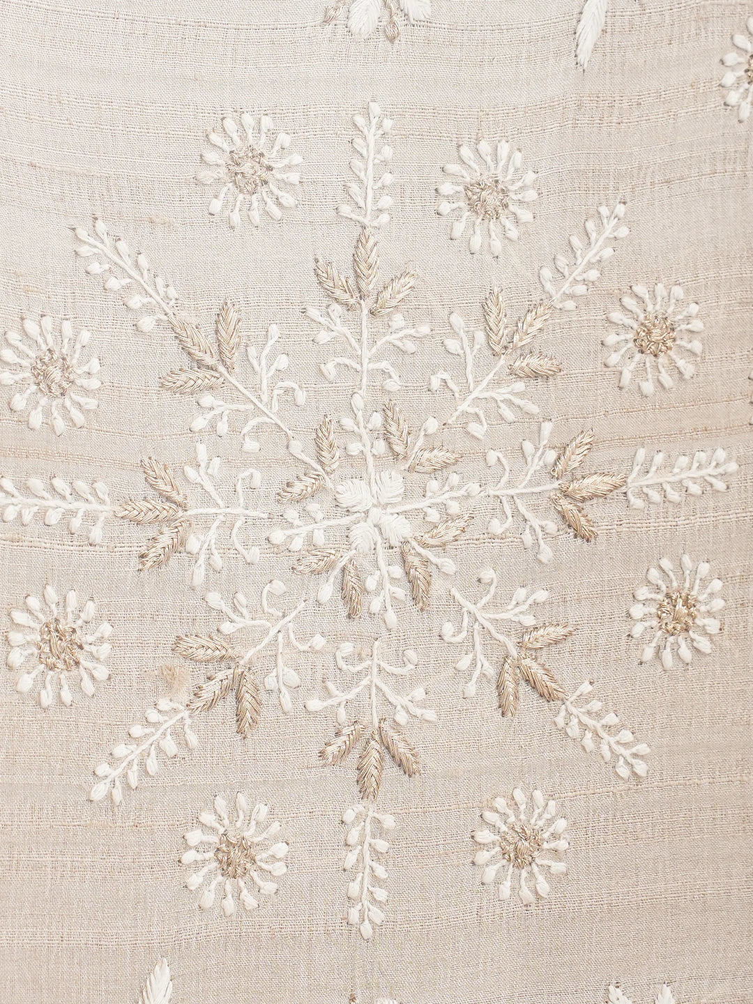 Ada Hand Embroidered Fawn Silk Lucknowi Chikankari Tray With Zari Work 01A689314