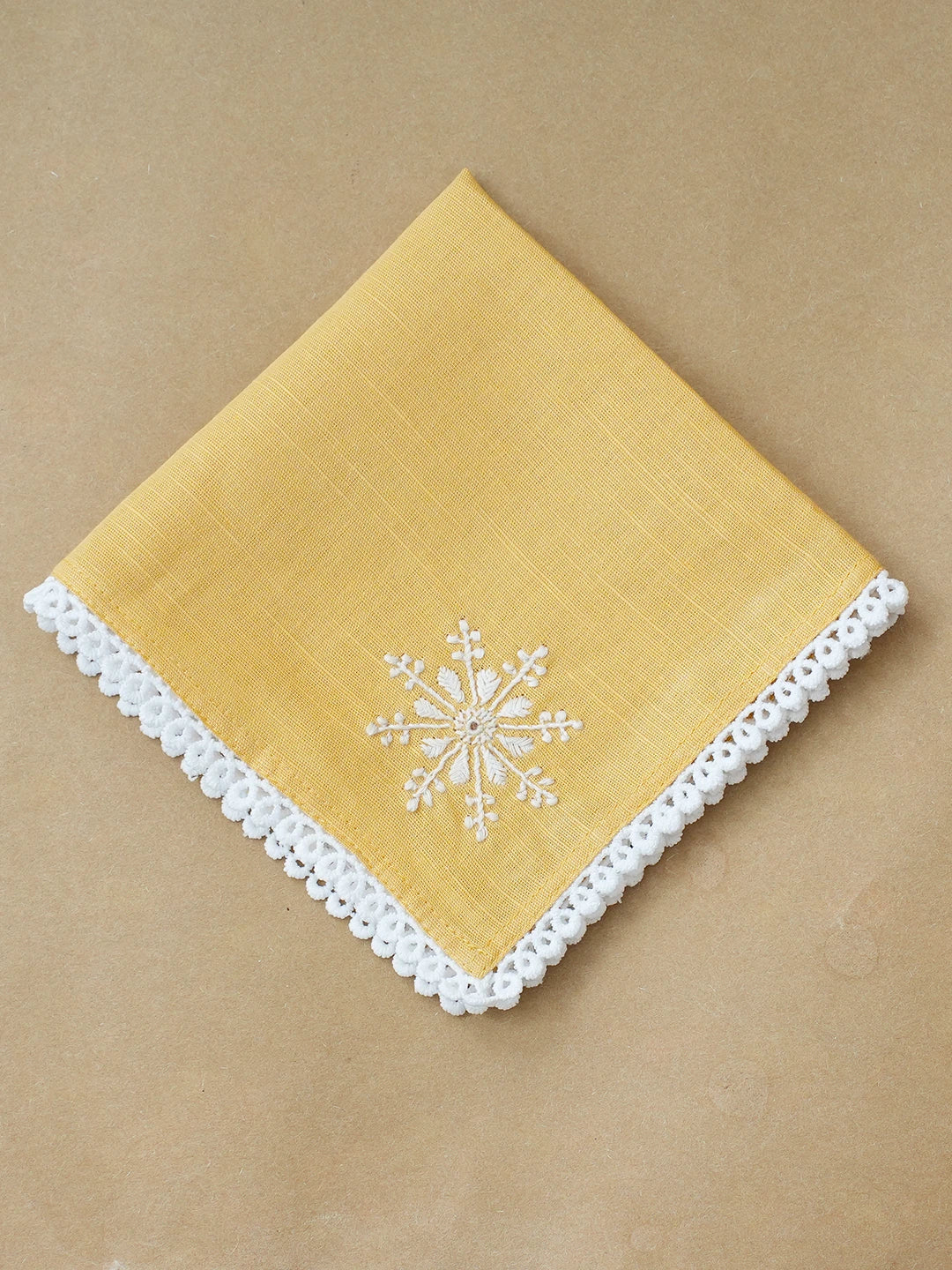 Ada Hand Embroidered Beige Cotton Lucknowi Chikan Napkin 01A696825