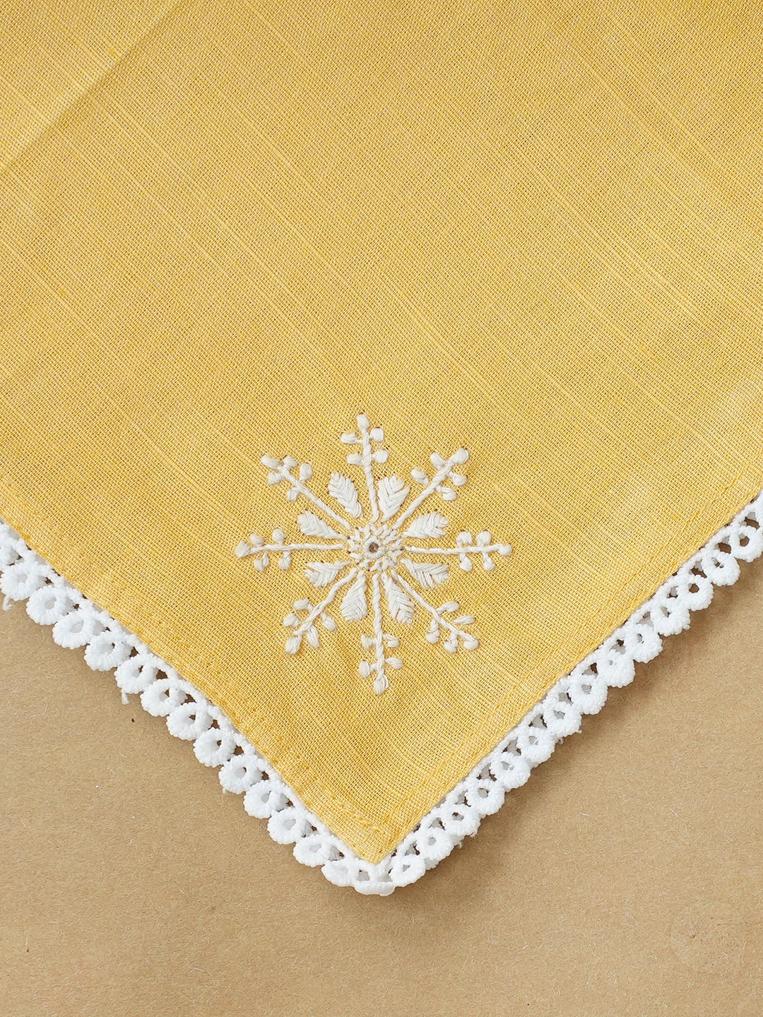 Ada Hand Embroidered Beige Cotton Lucknowi Chikan Napkin 01A696825