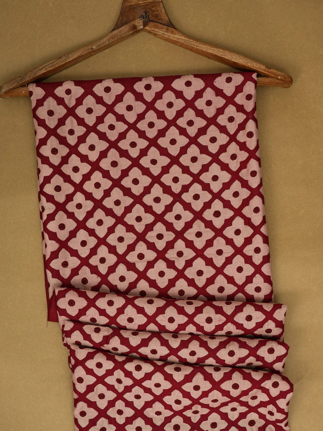 Ada Hand Embroidered Maroon Silk Lucknowi Chikankari Unstitched Men's Kurta Piece 01A76740