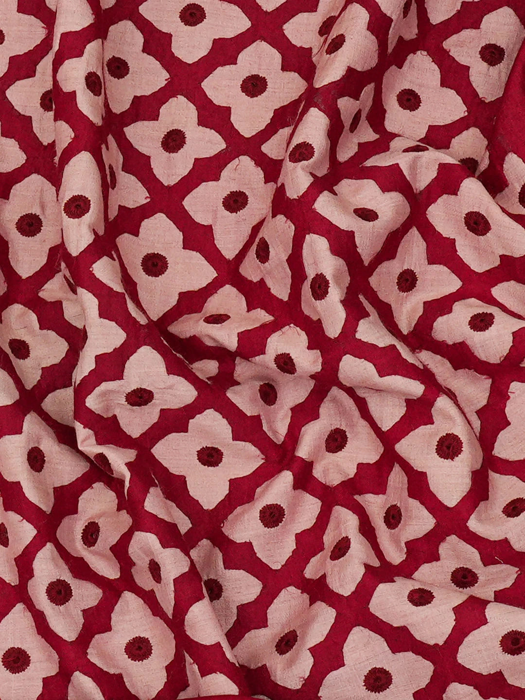 Ada Hand Embroidered Maroon Silk Lucknowi Chikankari Unstitched Men's Kurta Piece 01A76740