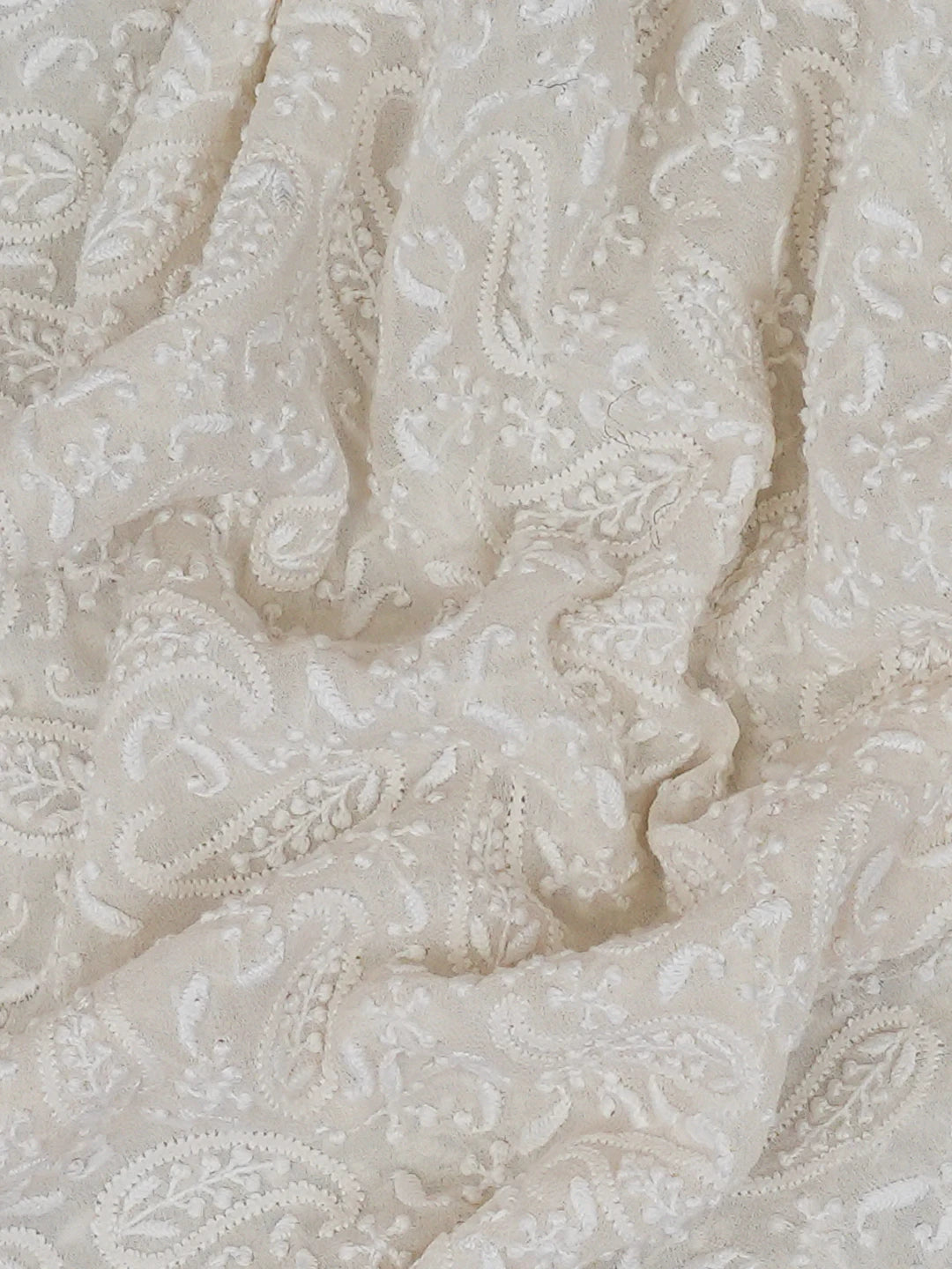 Ada Hand Embroidered Oyster White Pure Georgette Lucknowi Chikankari Unstitched Men's Kurta Piece A578476