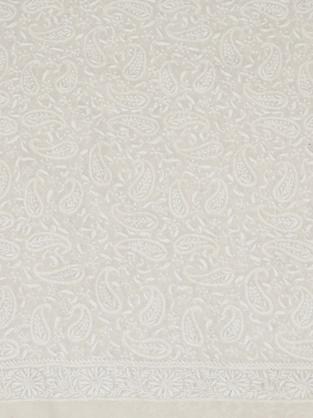 Ada Hand Embroidered Oyster White Pure Georgette Lucknowi Chikankari Unstitched Men's Kurta Piece A578476
