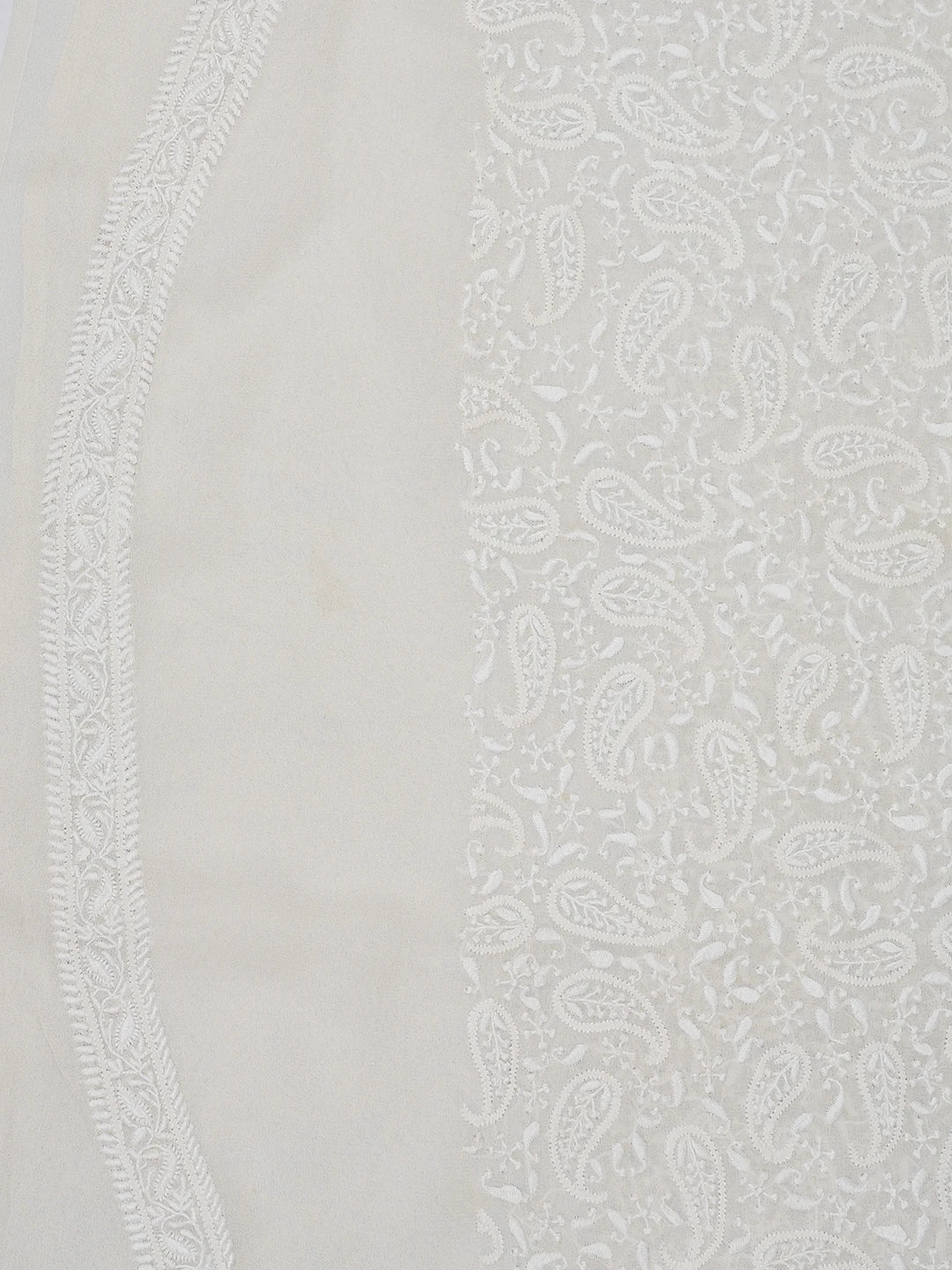 Ada Hand Embroidered Oyster White Pure Georgette Lucknowi Chikankari Unstitched Men's Kurta Piece A578476