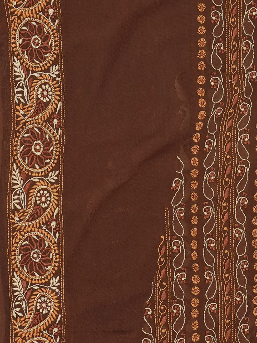 Ada Hand Embroidered Walnut Brown Pure Georgette Lucknowi Chikankari Unstitched Men's Kurta Piece With Zari Work A180492
