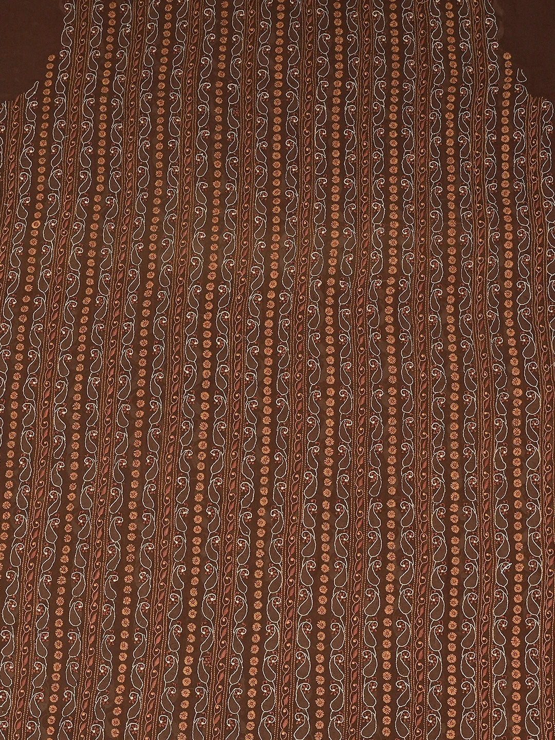 Ada Hand Embroidered Walnut Brown Pure Georgette Lucknowi Chikankari Unstitched Men's Kurta Piece With Zari Work A180492