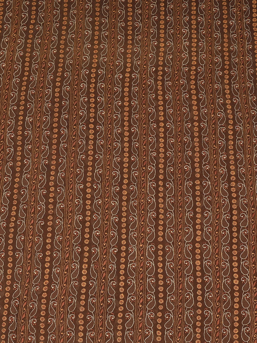 Ada Hand Embroidered Walnut Brown Pure Georgette Lucknowi Chikankari Unstitched Men's Kurta Piece With Zari Work A180492