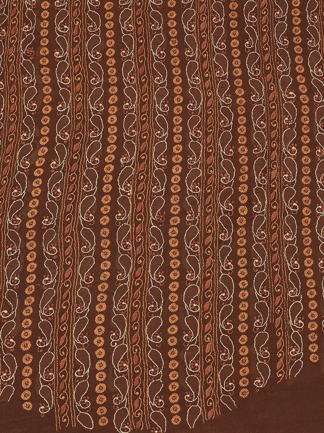Ada Hand Embroidered Walnut Brown Pure Georgette Lucknowi Chikankari Unstitched Men's Kurta Piece With Zari Work A180492
