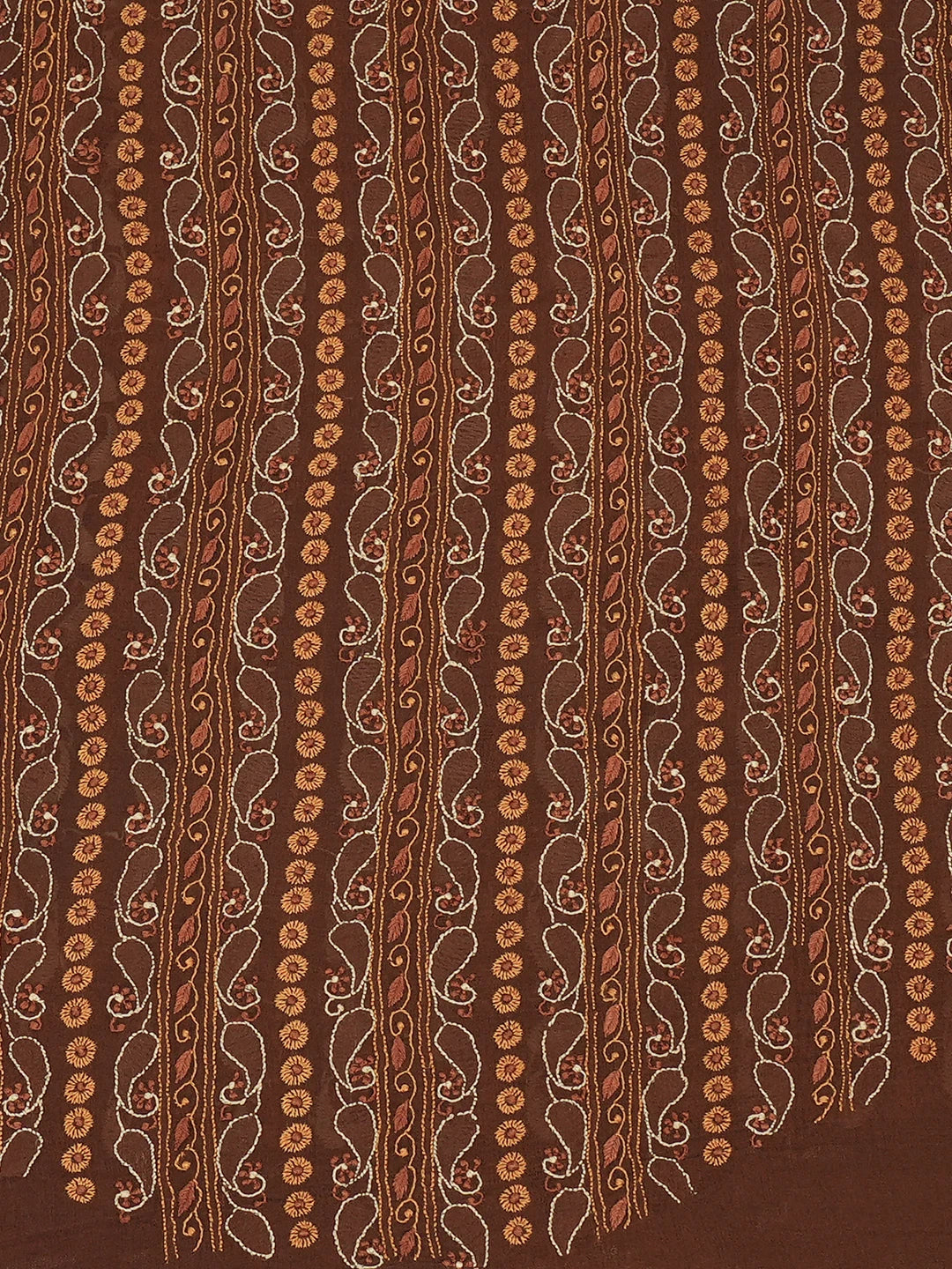Ada Hand Embroidered Walnut Brown Pure Georgette Lucknowi Chikankari Unstitched Men's Kurta Piece With Zari Work A180492