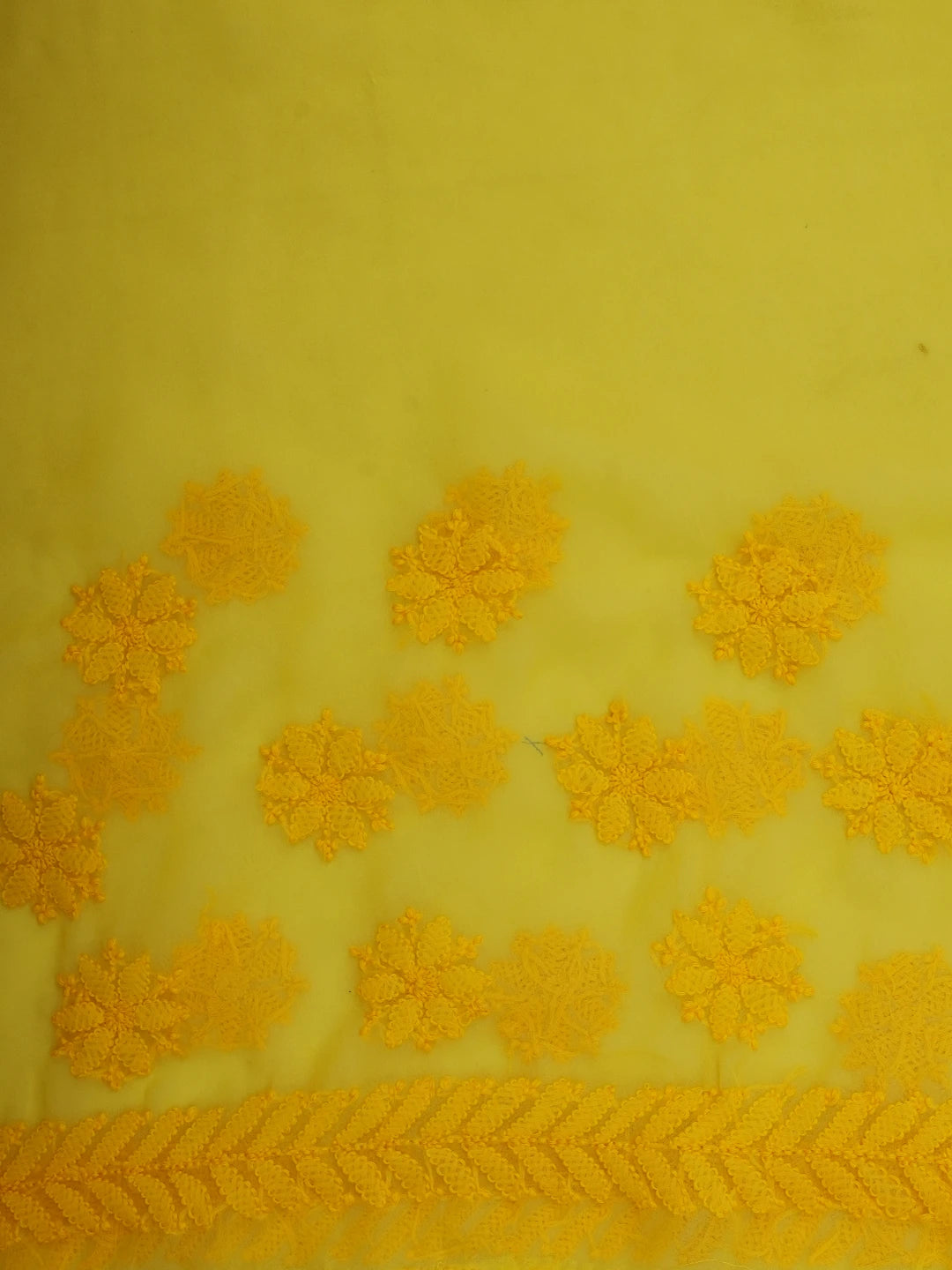 Ada Hand Embroidered Yelllow Georgette Lucknowi Chikankari Saree With Blouse 01A703204