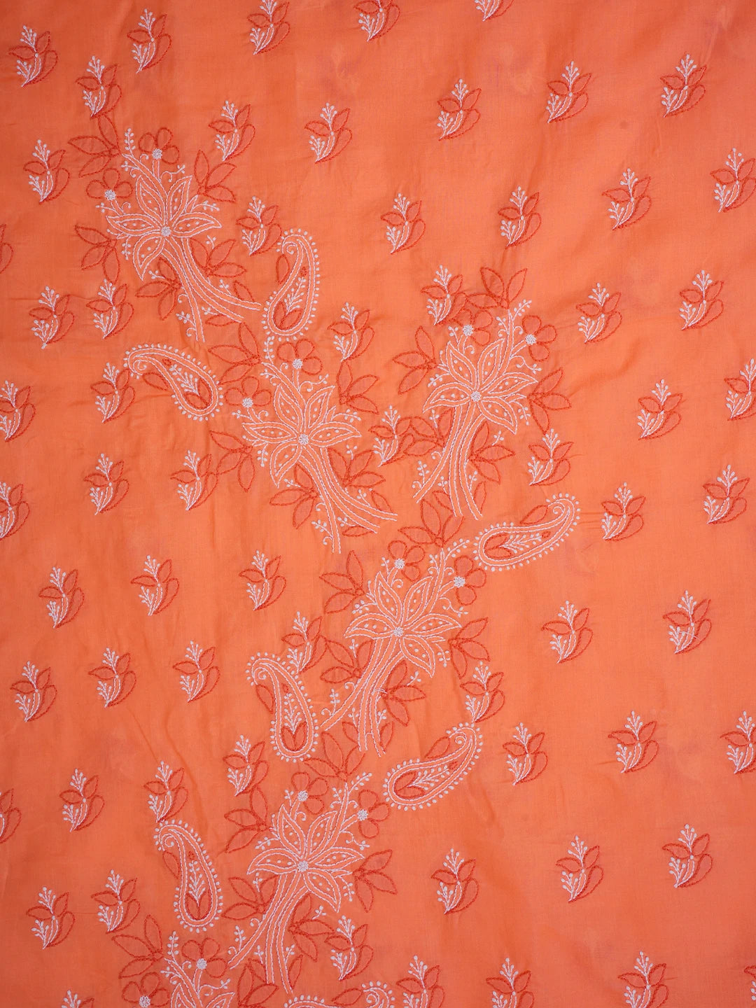Ada Hand Embroidered Georgia Peach Cotton Lucknowi Chikankari Unstitched Suit Piece 01A705366