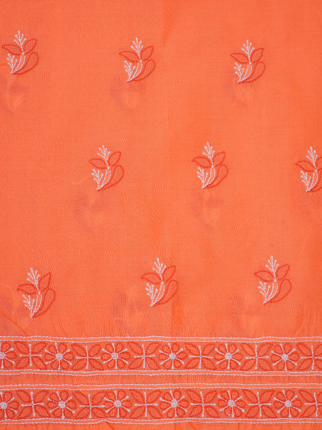 Ada Hand Embroidered Georgia Peach Cotton Lucknowi Chikankari Unstitched Suit Piece 01A705366