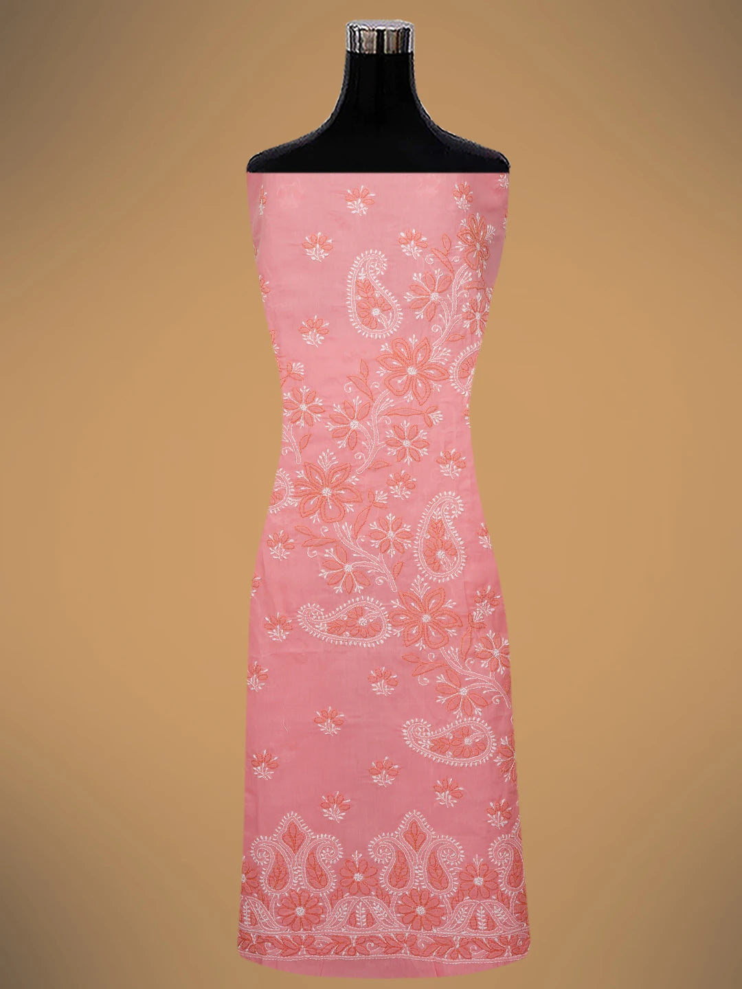Ada Hand Embroidered Pink Cotton Lucknowi Chikankari Unstitched Suit Piece 01A705367