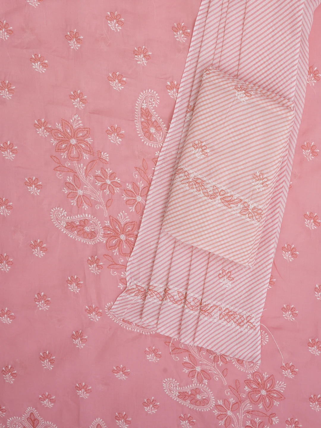 Ada Hand Embroidered Pink Cotton Lucknowi Chikankari Unstitched Suit Piece 01A705367