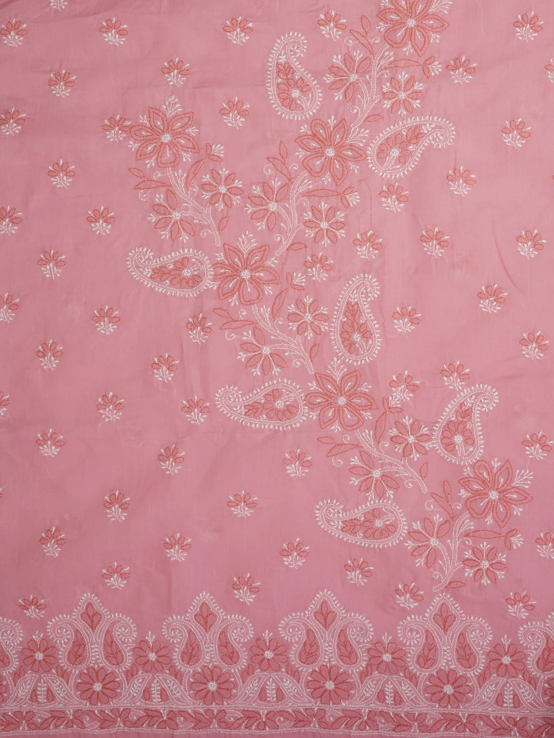 Ada Hand Embroidered Pink Cotton Lucknowi Chikankari Unstitched Suit Piece 01A705367