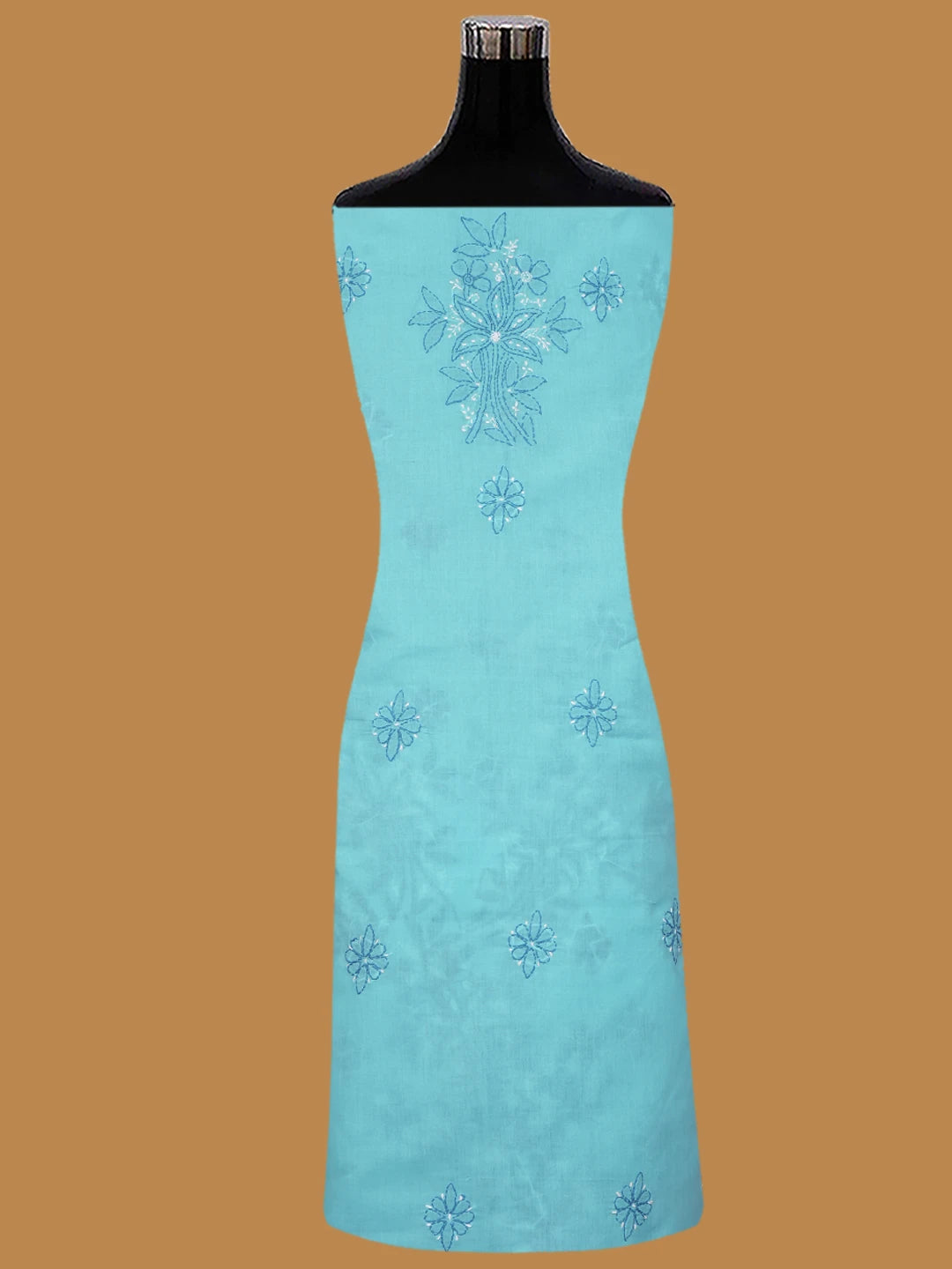 Ada Hand Embroidered Blue Cotton Lucknowi Chikankari Unstitched Suit Piece 01A705361