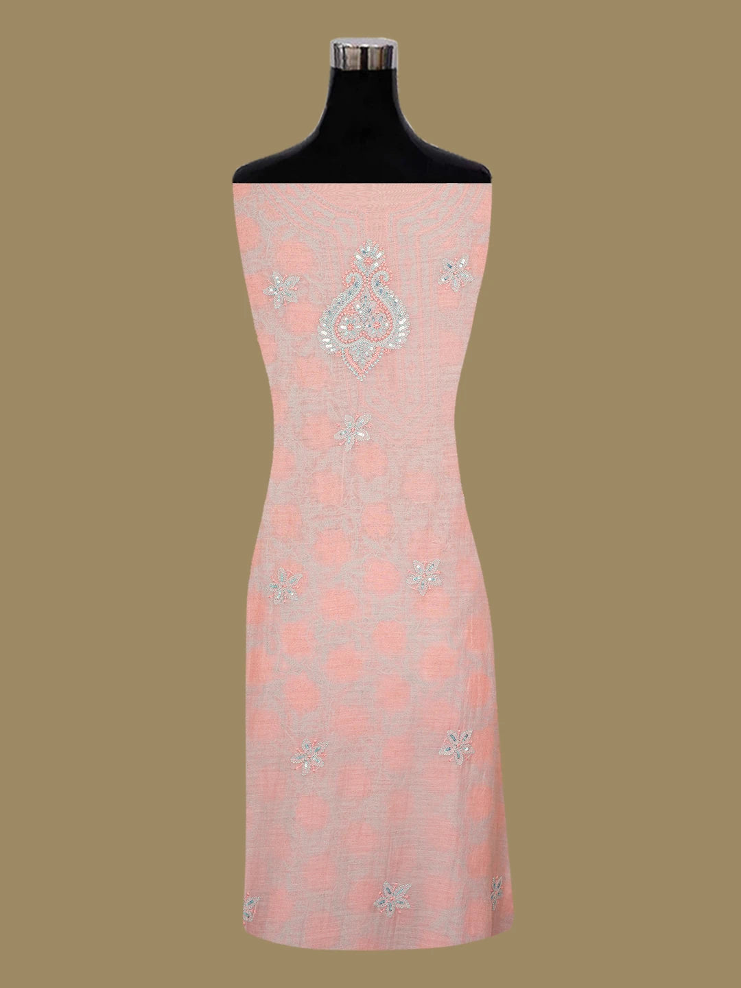 Ada Hand Embroidered Orchid Pink Chanderi Lucknowi Chikankari Unstitched Kurta Dupatta Set With Cutdana Work 01A682708