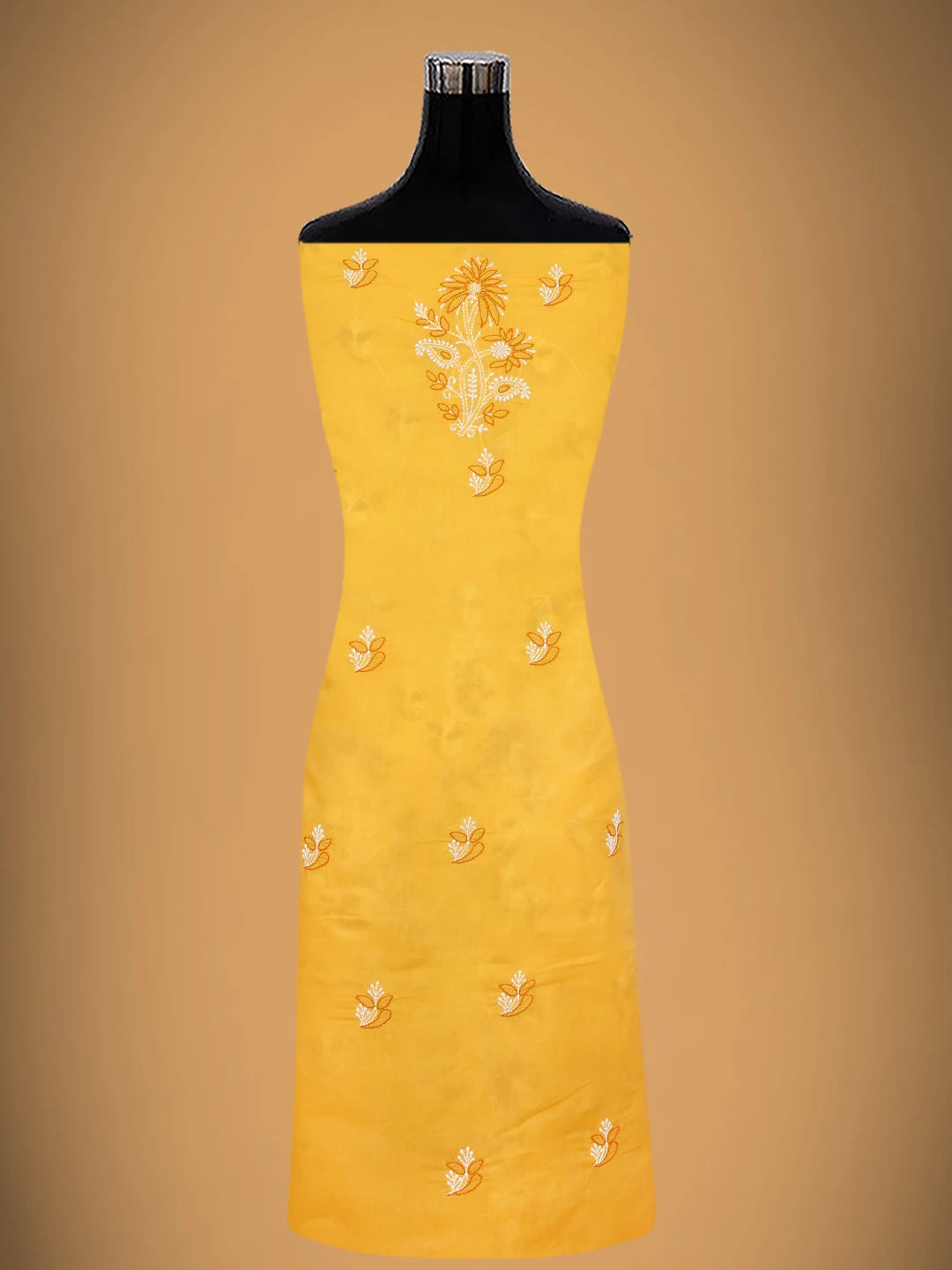 Ada Hand Embroidered Yellow Cotton Lucknowi Chikankari Unstitched Suit Piece 01A705369