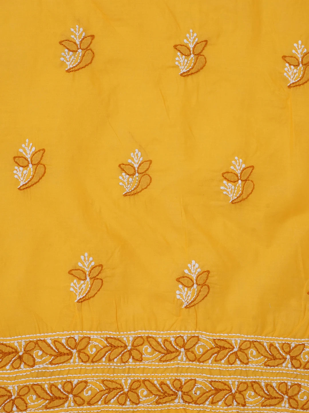 Ada Hand Embroidered Yellow Cotton Lucknowi Chikankari Unstitched Suit Piece 01A705369